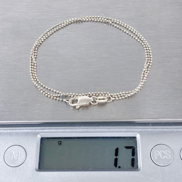 Italian Ball Bead Necklace | Sterling Silver 925 | 18" - Picture 3 of 3